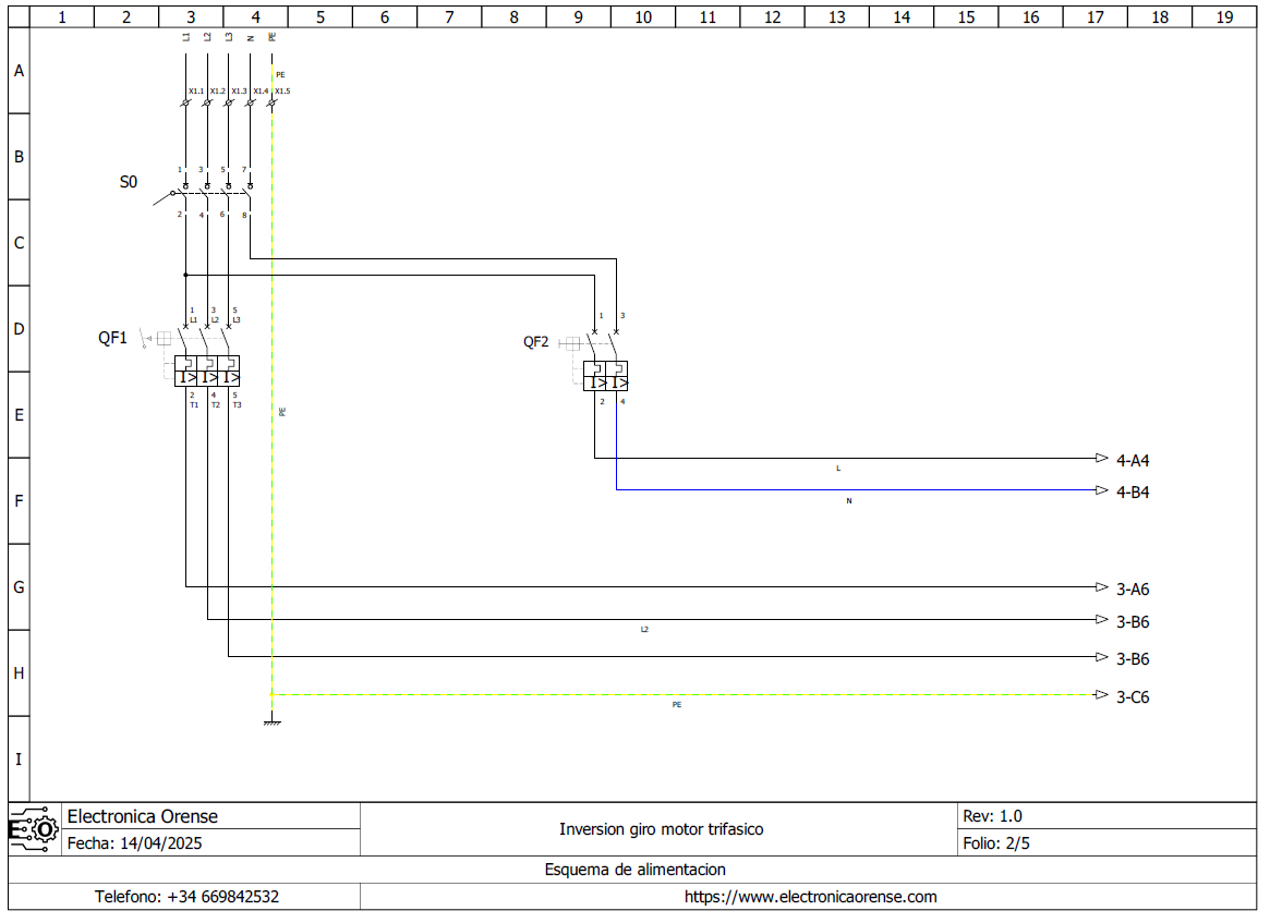 Esquema electrico inversion de giro motor trifasico