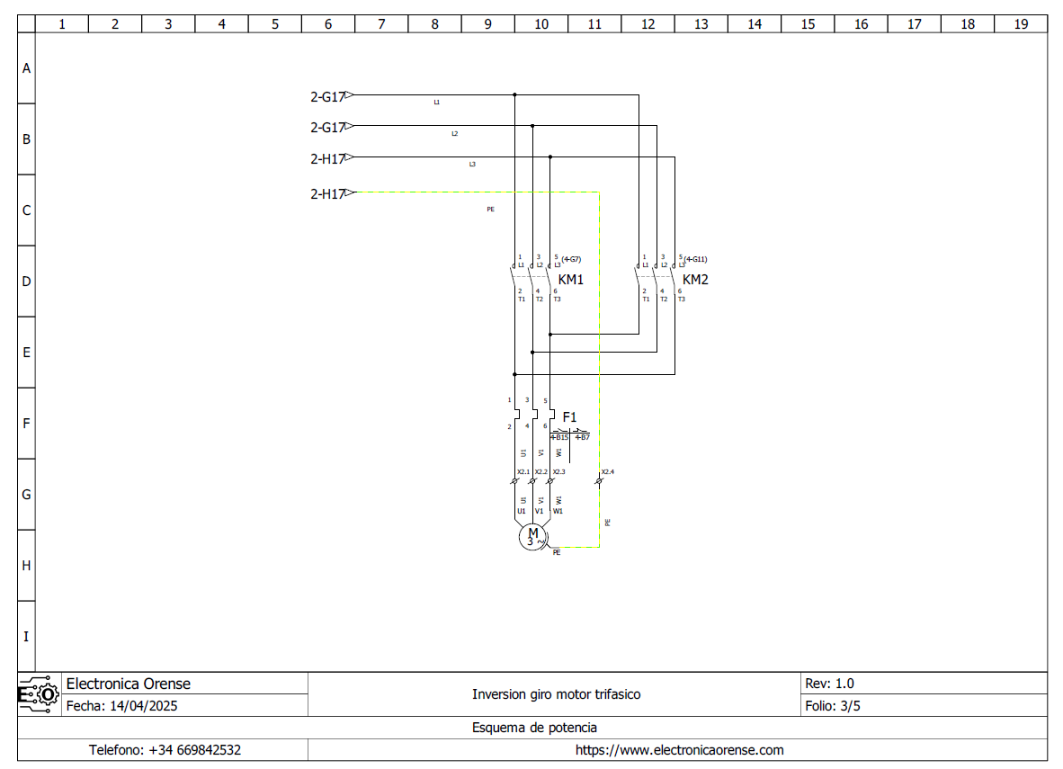 Esquema electrico inversion de giro motor trifasico